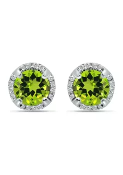 New 🎉 1-1/2 ct. 6MM Round Peridot and White Topaz Hidden Halo Stud Earrings, Sterling Silver by Belk & Co. ⭐ -DealsBelk & Co. Store Belk 4101