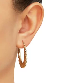 Promo 👍 Oval Hoop Earrings in 14K Yellow Gold by Belk & Co. ⭐ -DealsBelk & Co. Store Belk 4120