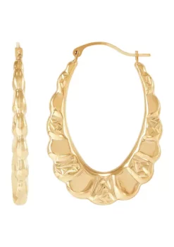 Promo 👍 Oval Hoop Earrings in 14K Yellow Gold by Belk & Co. ⭐ -DealsBelk & Co. Store Belk 4121