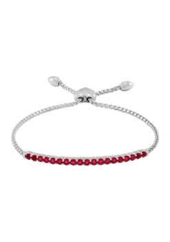 Coupon ⌛ 1.63 ct. t.w. Created Ruby Bolo Bracelet in Sterling Silver by Belk & Co. ❤️