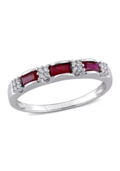 Budget ⌛ 1/2 ct. t.w. Ruby Ring with 1/10 ct. t.w. Diamonds in 10K White Gold by Belk & Co. 😍 -DealsBelk & Co. Store Belk 4142