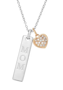 Top 10 🧨 1/10 ct. t.w. Diamond Mom Drop Heart Pendant Necklace in Sterling Silver + 10K Yellow Gold by Belk & Co. 🛒