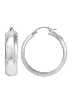 Flash Sale 😀 8 Millimeter x 30 Millimeter Flex Hoop Earrings in Sterling Silver by Belk & Co. ✔️ -DealsBelk & Co. Store Belk 4158