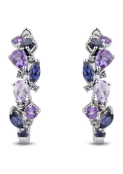 Best deal ✔️ Pink Amethyst, Amethyst, Lolite and White Topaz Hoop Earrings in Sterling Silver by Belk & Co. 🥰