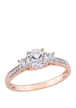 Brand new 😉 1.3 ct. t.w. Lab Created White Sapphire and 1/10 ct. t.w. Diamond 3 Stone Engagement Ring in 10K Rose Gold by Belk & Co. ⭐