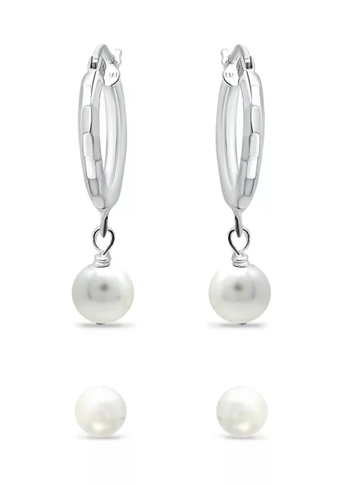 Best deal ✔️ 2 Piece Freshwater Pearl Stud and Drop Hoop Earrings Set in Sterling Silver by Belk & Co. 😀 1 Best deal ✔️ 2 Piece Freshwater Pearl Stud and Drop Hoop Earrings Set in Sterling Silver by Belk & Co. 😀