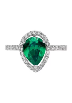 Wholesale 🧨 Lab Created 1.58 ct. t.w. Emerald and Created White Sapphire Ring in Sterling Silver by Belk & Co. 🌟