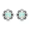 Outlet ❤️ Lab Created 5/8 ct. t.w. Synthetic Opal and White Topaz Flower Earrings, Sterling Silver by Belk & Co. 🤩