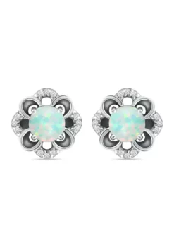 Outlet ❤️ Lab Created 5/8 ct. t.w. Synthetic Opal and White Topaz Flower Earrings, Sterling Silver by Belk & Co. 🤩 7 Outlet ❤️ Lab Created 5/8 ct. t.w. Synthetic Opal and White Topaz Flower Earrings, Sterling Silver by Belk & Co. 🤩 -DealsBelk & Co. Store Belk 4210