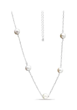 Outlet 🤩 Fresh Water Pearl Station Paper Clip Chain Necklace, Sterling Silver by Belk & Co. 🎉 -DealsBelk & Co. Store Belk 4243