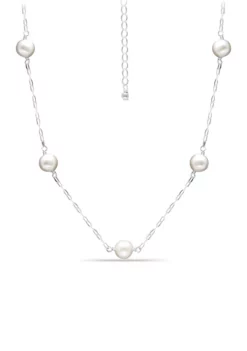 Outlet 🤩 Fresh Water Pearl Station Paper Clip Chain Necklace, Sterling Silver by Belk & Co. 🎉 -DealsBelk & Co. Store Belk 4245
