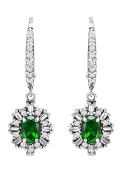 Wholesale 👏 Lab Created 1.2 ct. t.w. Created Light Green Quartz and Created White Sapphire Drop Lever Back Earrings, Sterling Silver by Belk & Co. 🔥