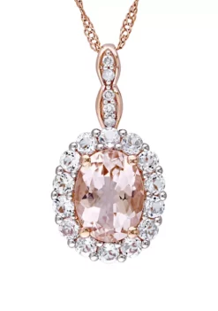 Promo ⭐ 1.13 ct. t.w. Morganite, 5/8 ct. t.w. White Topaz, and 1/10 ct. t.w. Diamond Accent Vintage Necklace In 14K Rose Gold by Belk & Co. 🛒 -DealsBelk & Co. Store Belk 4261