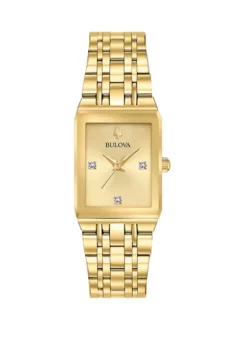 Outlet 🎁 Women's Futuro Diamond Accent Gold Tone Stainless Steel Bracelet ⌚ Watch by Bulova 🤩