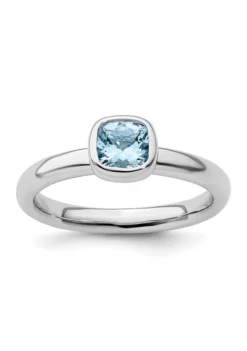 Flash Sale ๐ 1/2 ct. t.w. Cushion-cut Aquamarine Stackable Expressions Ring in Sterling Silver by Belk & Co. ๐