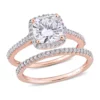 New 🌟 Lab Created 2 ct. t.w. Cushion Moissanite and 1/3 ct. t.w. Diamond Bridal Ring Set in 14k Rose Gold by Belk & Co. 💯