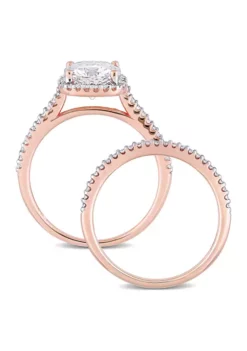 New 🌟 Lab Created 2 ct. t.w. Cushion Moissanite and 1/3 ct. t.w. Diamond Bridal Ring Set in 14k Rose Gold by Belk & Co. 💯 -DealsBelk & Co. Store Belk 4279