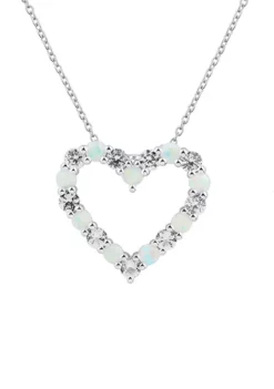 Coupon 🥰 Created Opal Heart Pendant Necklace in Sterling Silver by Belk & Co. 🎉
