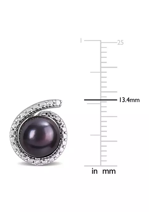 Wholesale ๐ 8-8.5mm Black Freshwater Cultured Pearl and Diamond Accent Swirl Stud Earrings in Sterling Silver by Belk & Co. โค๏ธ 3 Wholesale ๐ 8-8.5mm Black Freshwater Cultured Pearl and Diamond Accent Swirl Stud Earrings in Sterling Silver by Belk & Co. โค๏ธ - Image 3