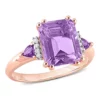 Cheap 🎁 Amethyst and Rose de France with Diamond Accent Cocktail Ring in 18K Rose Gold Plated Sterling Silver by Belk & Co. 😀