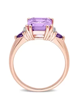 Cheap 🎁 Amethyst and Rose de France with Diamond Accent Cocktail Ring in 18K Rose Gold Plated Sterling Silver by Belk & Co. 😀 -DealsBelk & Co. Store Belk 4329