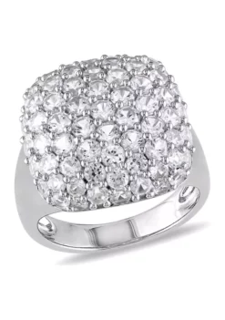 Hot Sale 🔔 Lab Created 4.88 CT TGW Created White Sapphire Cluster Cocktail Ring in Sterling Silver by Belk & Co. 🎉