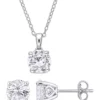 Cheapest 🧨 Lab Created 4 7/8 CT TGW Created White Sapphire Solitaire Stud Earring and Pendant with chain Set in Sterling Silver by Belk & Co. 👏