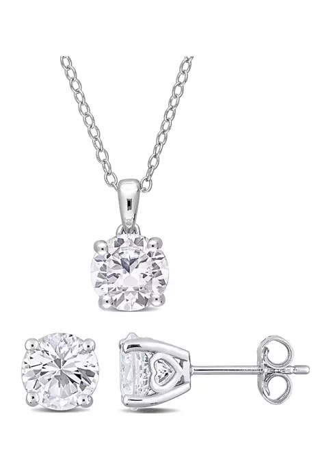 Cheapest ๐งจ Lab Created 4 7/8 CT TGW Created White Sapphire Solitaire Stud Earring and Pendant with chain Set in Sterling Silver by Belk & Co. ๐ 1 Cheapest ๐งจ Lab Created 4 7/8 CT TGW Created White Sapphire Solitaire Stud Earring and Pendant with chain Set in Sterling Silver by Belk & Co. ๐