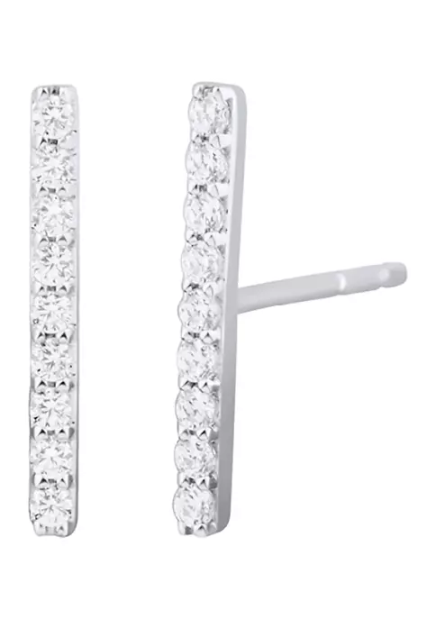 Hot Sale 🌟 1/8 ct. t.w. Diamonds Straight Bar Earrings in 10K White Gold by Belk & Co. 🤩 1 Hot Sale 🌟 1/8 ct. t.w. Diamonds Straight Bar Earrings in 10K White Gold by Belk & Co. 🤩