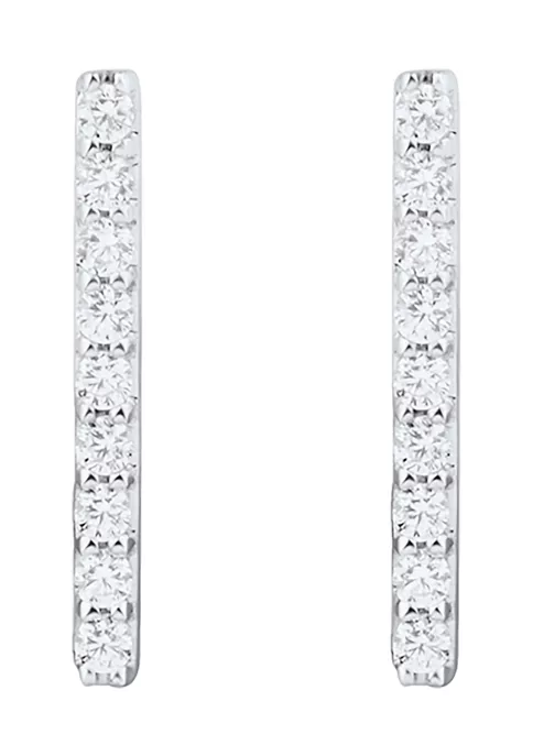 Hot Sale 🌟 1/8 ct. t.w. Diamonds Straight Bar Earrings in 10K White Gold by Belk & Co. 🤩 2 Hot Sale 🌟 1/8 ct. t.w. Diamonds Straight Bar Earrings in 10K White Gold by Belk & Co. 🤩 - Image 2