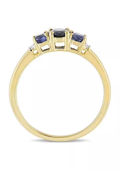 Buy ๐ 1 ct. t.g.w. Blue Sapphire and 1/10 ct. t.w. Diamond 3-Stone Ring in 10K Yellow Gold by Belk & Co. โญ 4 Buy ๐ 1 ct. t.g.w. Blue Sapphire and 1/10 ct. t.w. Diamond 3-Stone Ring in 10K Yellow Gold by Belk & Co. โญ - Image 4