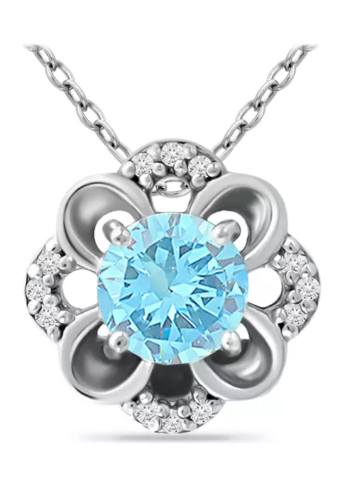 Discount โ๏ธ 7/8 ct. t.w. Blue and White Topaz Flower Necklace, Sterling Silver by Belk & Co. ๐ฏ 5 Discount โ๏ธ 7/8 ct. t.w. Blue and White Topaz Flower Necklace, Sterling Silver by Belk & Co. ๐ฏ - Image 5