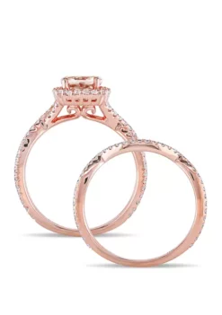 Buy 🧨 2 Piece 1 ct. t.w. Morganite and 3/4 ct. t.w. Diamond Halo Crossover Bridal Ring Set in 14k Rose Gold by Belk & Co. 🤩 -DealsBelk & Co. Store Belk 4386