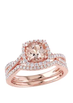 Buy 🧨 2 Piece 1 ct. t.w. Morganite and 3/4 ct. t.w. Diamond Halo Crossover Bridal Ring Set in 14k Rose Gold by Belk & Co. 🤩 -DealsBelk & Co. Store Belk 4387