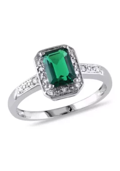 Brand new 😉 7/8 ct. t.w. Created Emerald and Diamond-Accent Halo Ring in 10k White Gold by Belk & Co. 🔥