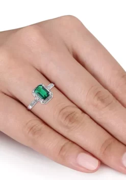 Brand new 😉 7/8 ct. t.w. Created Emerald and Diamond-Accent Halo Ring in 10k White Gold by Belk & Co. 🔥 -DealsBelk & Co. Store Belk 4411