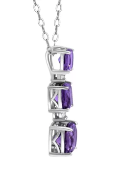 Outlet 😉 2.43 ct. t.w. Amethyst and Created White Sapphire 3-Stone Necklace on 18 Inch Chain, Sterling Silver by Belk & Co. 🎉 -DealsBelk & Co. Store Belk 4420