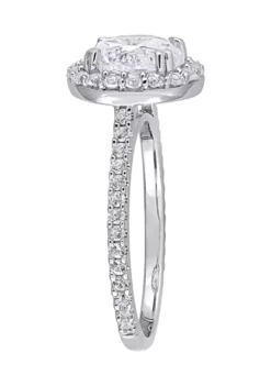 Buy 🥰 Lab Created 3 ct. t.w. Created White Sapphire Halo Ring in Sterling Silver by Belk & Co. 🎉 -DealsBelk & Co. Store Belk 4423