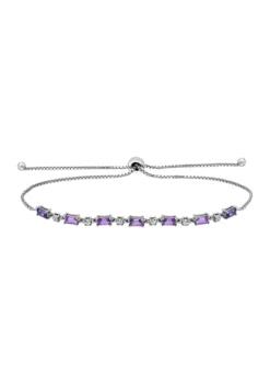 Best Sale 😉 1.64 ct. t.w. Amethyst and Diamond Bolo Bracelet, Sterling Silver by Belk & Co. 🥰