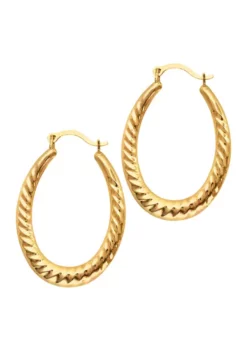 New ✔️ 10 Karat Yellow Gold Oval Hoop Earring by Belk & Co. 🎉 -DealsBelk & Co. Store Belk 4456