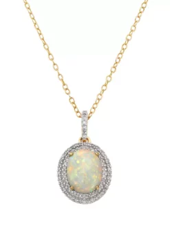 New 🎉 7/8 ct. t.w. Created Opal and 1/4 ct. t.w. Diamond Pendant Necklace in 10K Yellow Gold by Belk & Co. ❤️ 5 New 🎉 7/8 ct. t.w. Created Opal and 1/4 ct. t.w. Diamond Pendant Necklace in 10K Yellow Gold by Belk & Co. ❤️ -DealsBelk & Co. Store Belk 4459
