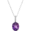 New 🛒 2.34 ct. t.w. Amethyst and 1/10 ct. t.w. Diamond Oval Pendant Necklace in Sterling Silver by Belk & Co. 🎁