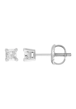 Buy ⭐ 1/4 ct. t.w. Princess Cut Diamond Stud Earrings in 14K White Gold by Belk & Co. 🥰