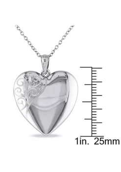 Best Pirce ❤️ Engraved Heart Locket Pendant with Chain in Sterling Silver by Belk & Co. 🎁 -DealsBelk & Co. Store Belk 4490
