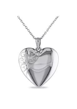 Best Pirce ❤️ Engraved Heart Locket Pendant with Chain in Sterling Silver by Belk & Co. 🎁 -DealsBelk & Co. Store Belk 4492