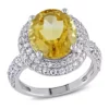 Brand new 🛒 Lab Created Citrine and Created White Sapphire Oval Halo Ring in Sterling Silver by Belk & Co. 👏