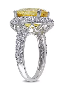 Brand new 🛒 Lab Created Citrine and Created White Sapphire Oval Halo Ring in Sterling Silver by Belk & Co. 👏 -DealsBelk & Co. Store Belk 4499