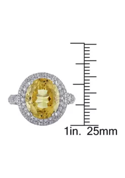 Brand new 🛒 Lab Created Citrine and Created White Sapphire Oval Halo Ring in Sterling Silver by Belk & Co. 👏 -DealsBelk & Co. Store Belk 4501