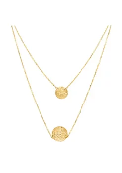 Best Sale 👍 14K Yellow Gold Layer 🔨 Hammered Concave Circle on Cable Chain Necklace by Belk & Co. ❤️ -DealsBelk & Co. Store Belk 4513