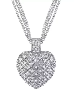 Best Pirce 😍 1 ct. t.w. Diamond Heart Pendant with Triple Chain in Sterling Silver by Belk & Co. 👍 -DealsBelk & Co. Store Belk 4543